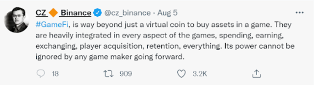 CZ's tweet - CEO binance