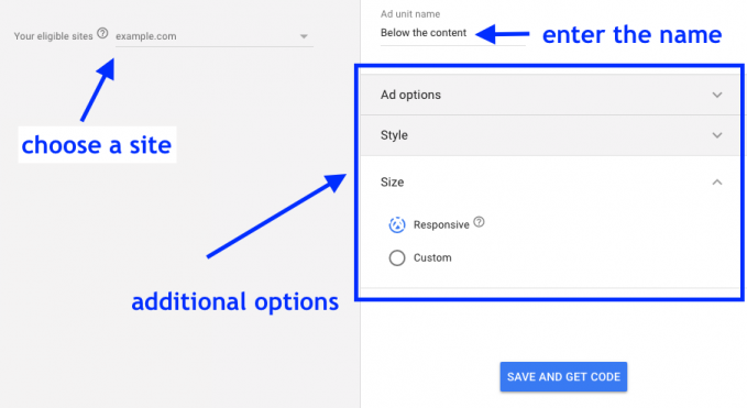 Matched Content AdSense Options