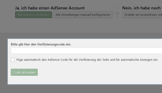 AdSense Verifizierungscode eingeben