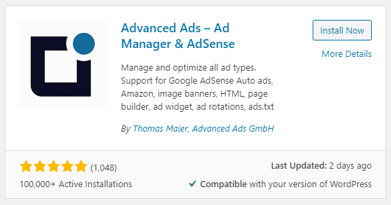 Advanced Ads on wordpress.org