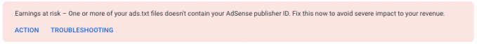 Ads.txt AdSense code warning 
