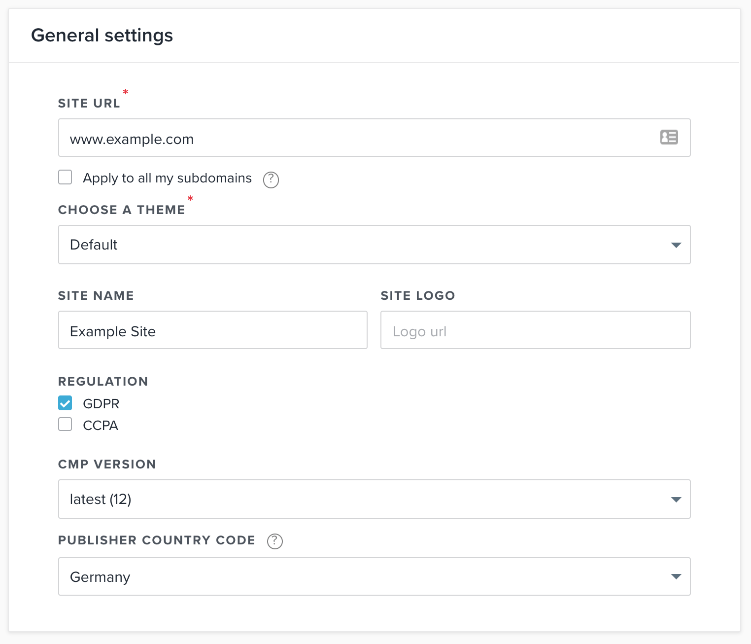 Quantcast general settings