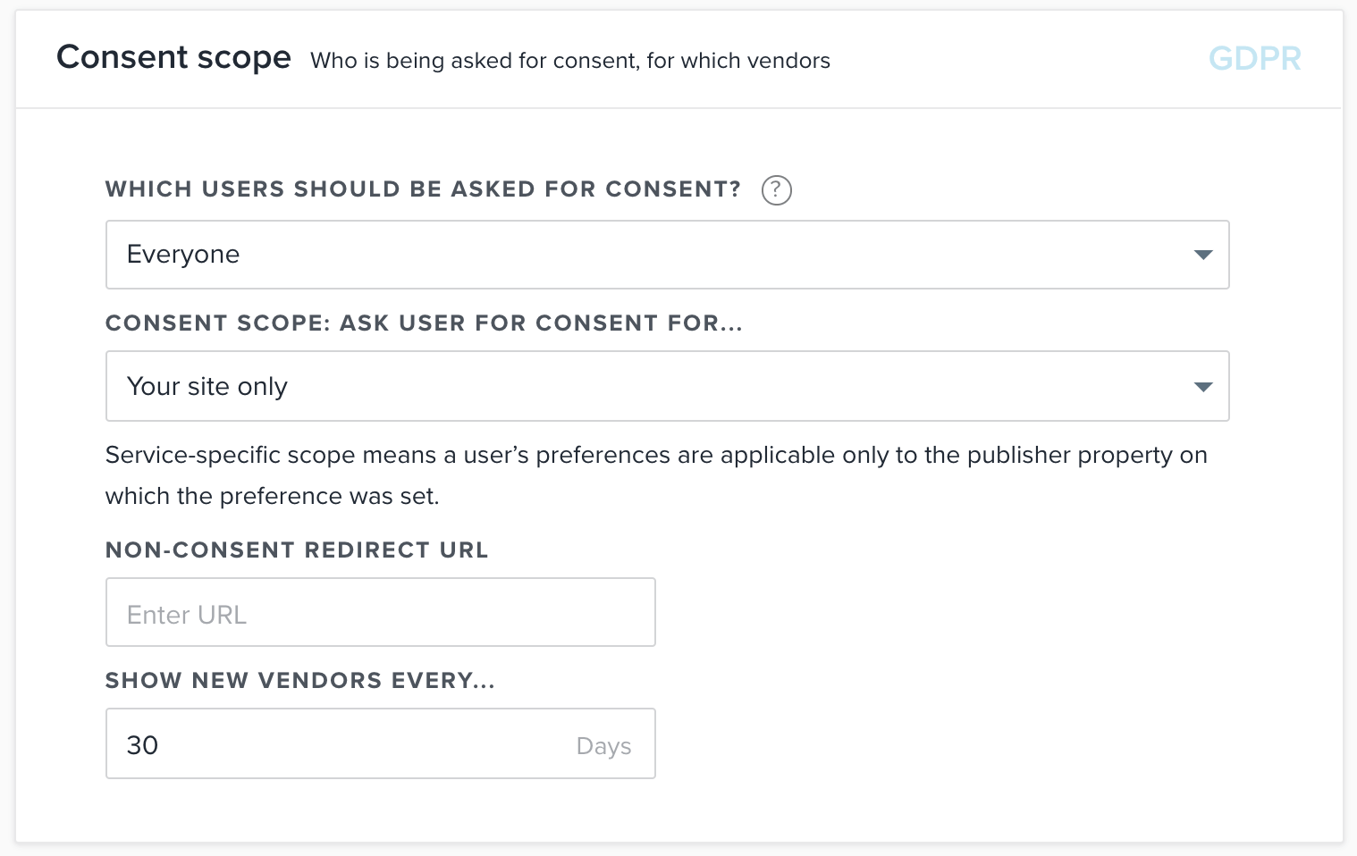 Quantcast consent scope