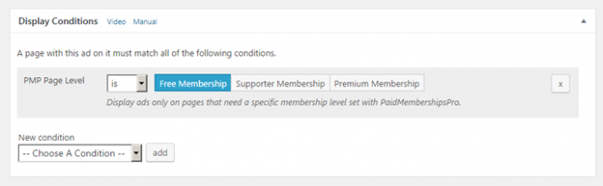 Display Condition for ads in Paid Memberships Pro