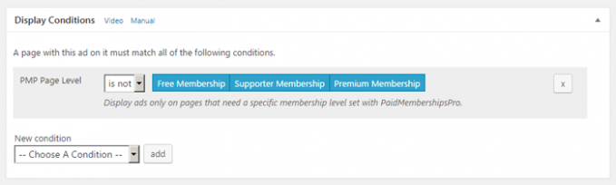 Advanced Ads Display Condition PaidMembershipsPro