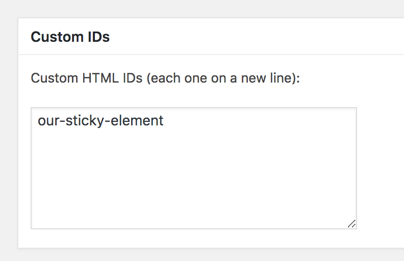 Custom IDs option in Fixed Widget for sticky element tutorial