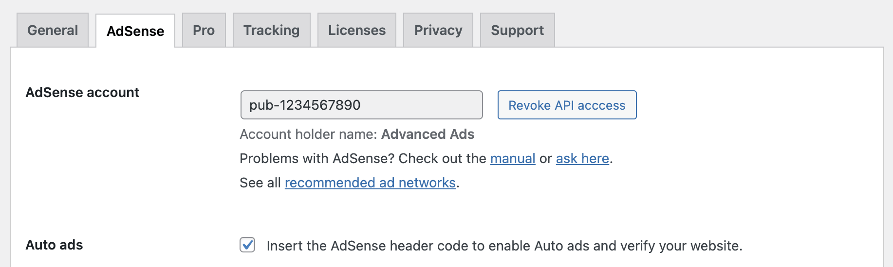 Options to embed Google AdSense auto ads with the Advanced Ads plugin