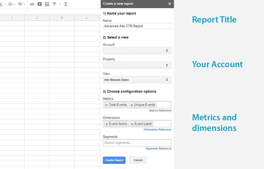 Creating a custom Google Analytics report in Google Sheets
