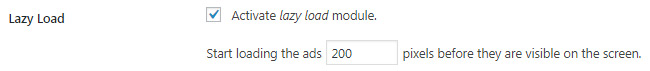 Activate lazy load in Advanced Ads