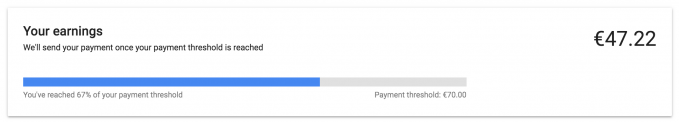 Google AdSense payment threshold example