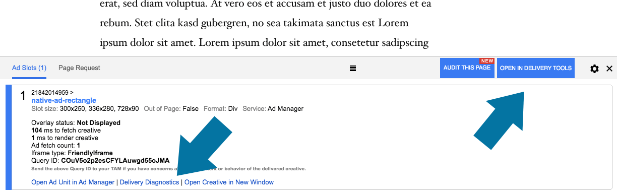 Use the Delivery Tools to debug Google Ad Manager