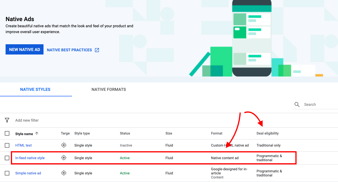 Native styles in Google Ad Manager