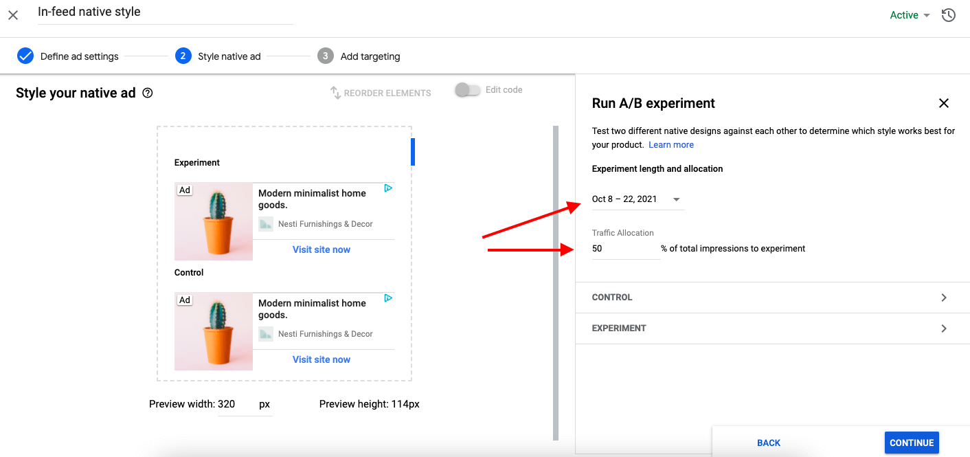 Run A/B experiment in Google Ad Manager