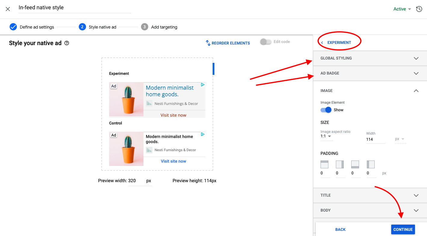Styles of native ads for a/b testing in Google Ad Manager