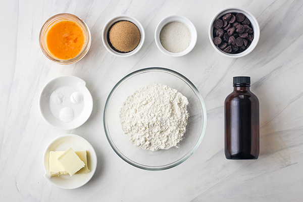 Small bowl of cookie ingredients.