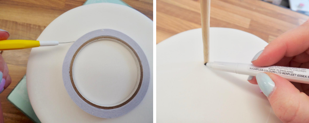Use dowels to stack the cake tiers