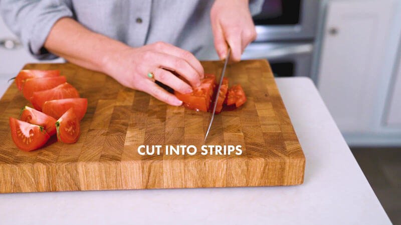 How to Cut a Tomato | Cut tomato slices into thin strips