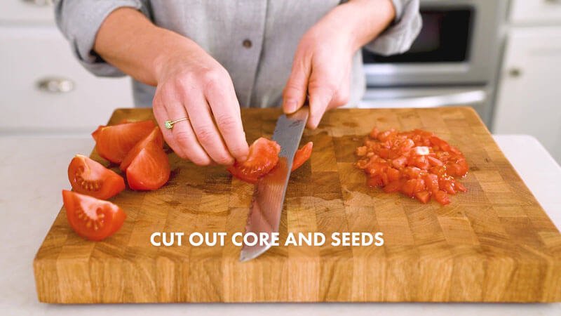 How to Cut a Tomato | Cut off the core and seeds