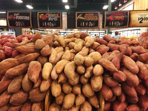 Like sweet potatoes at a grocery store.
