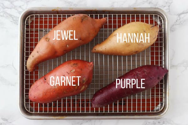 Raw Garnet, Jewel, Hannah, Purple Sweet Potatoes on the Grill