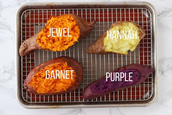 Bake Garnet, Jewel, Hannah, Purple Sweet Potatoes on a Grill