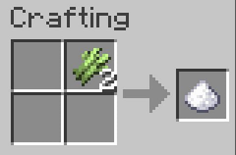 Sugar can be made by placing a piece of sugar cane on the crafting table