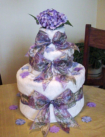 Lavender and White Towel Cake