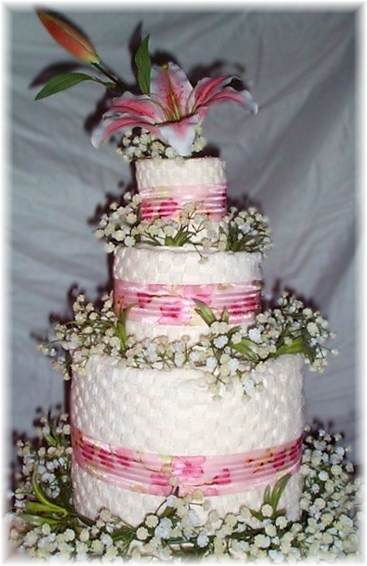 Pink and White Towel Cake