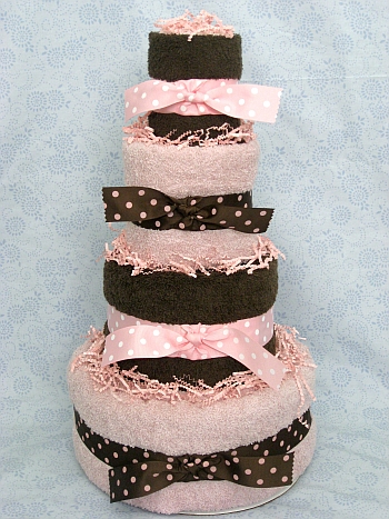 Pink and Brown Towel Cake