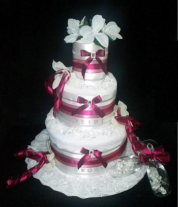 Pink and White Towel Cake