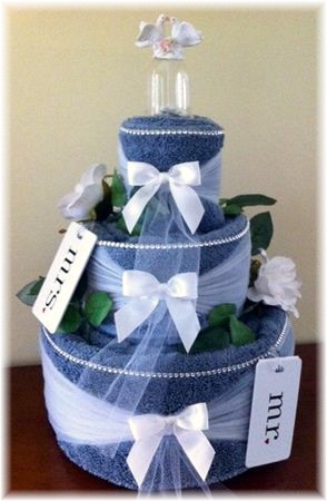 Blue and White Towel Cake