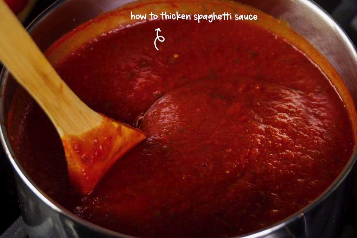 You can use two techniques to thicken spaghetti sauce. Add starch or reduce the amount of liquid.