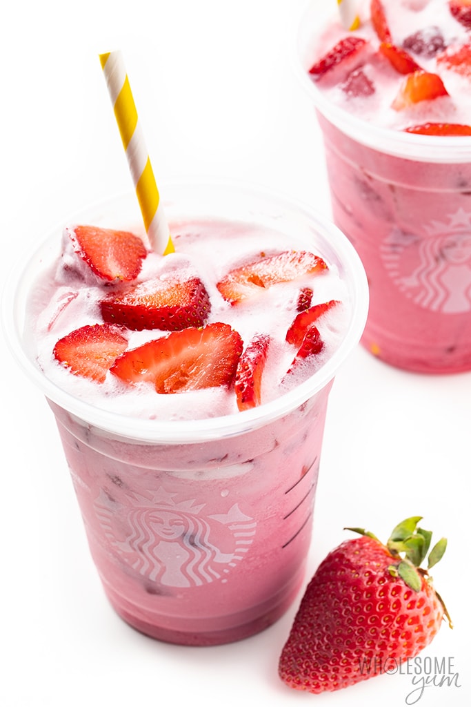 pinnk drink recipe with strawberries