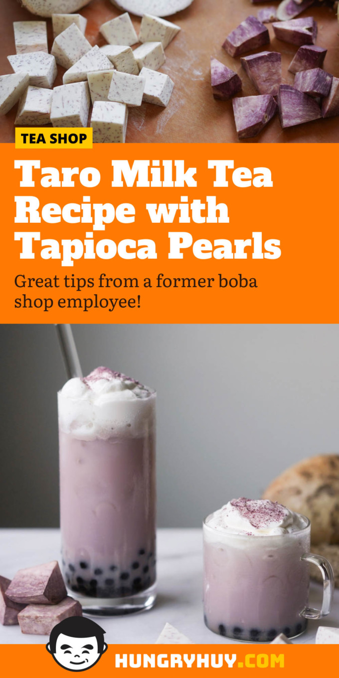 pinterest image of taro milk tea
