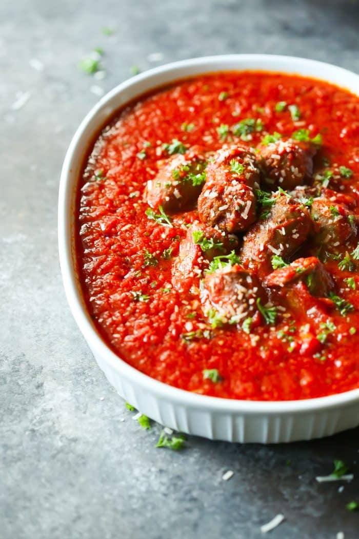 This Italian Sausage Tomato Sauce features tomatoes and spices. It