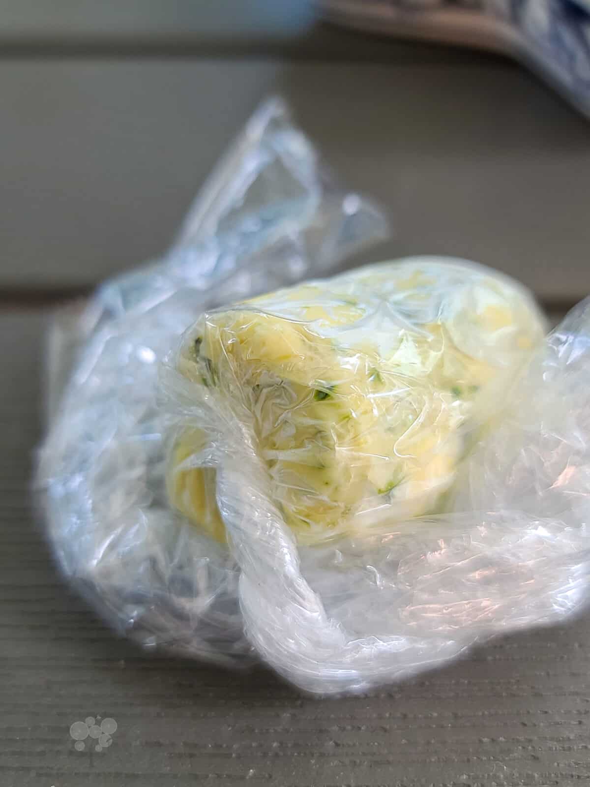 Lemon butter mixture wrapped in cling film