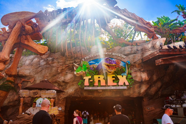 Exterior main entrance of T Rex Restaurant at Disney Springs