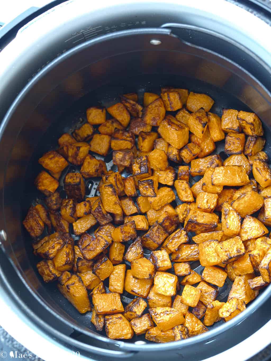 Pumpkin seed butter air fryer in the basket of an air fryer