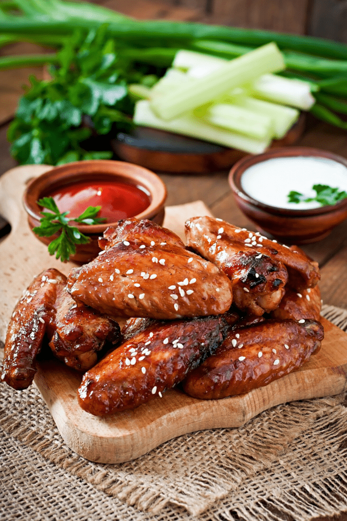 Grilled chicken wings with sesame seeds