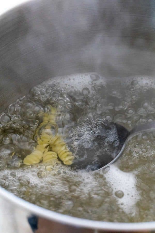 Stir-fry pasta in a large pot