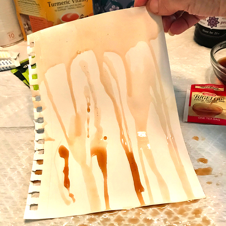 Tea stain drip method