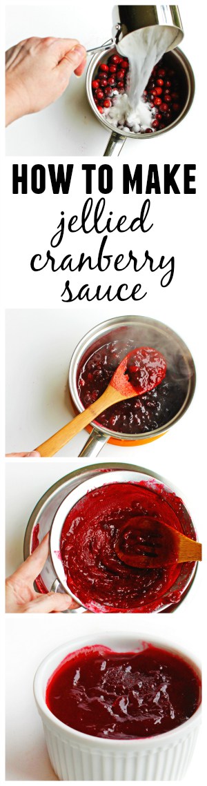 How to make cranberry jelly sauce! Step-by-step recipe with photos to create a homemade version of a classic Thanksgiving favorite! So easy!