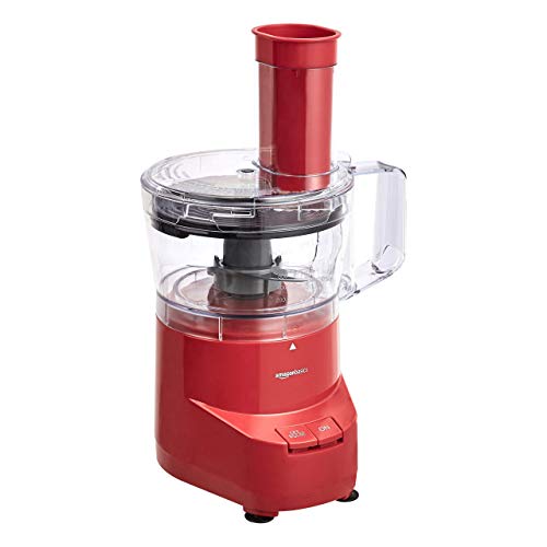 AmazonBasics 4-Cup Food Processor, Red (Renewed)