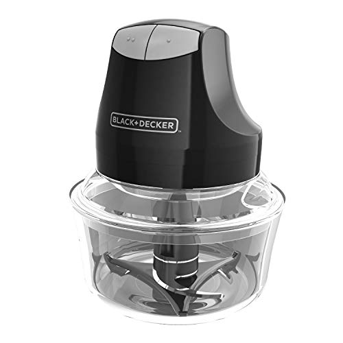 BLACK+DECKER EHC3002B Glass Bowl Chopper (Contains Two 4-Cup Bowls and Lids plus Chopper), Black