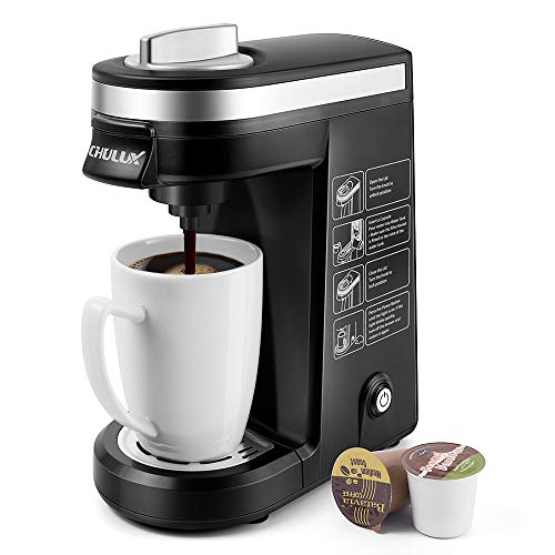 CHULUX Single Serving Coffee Machine One Cup Capsule Coffee Maker With 12 Ounce Holder, Black