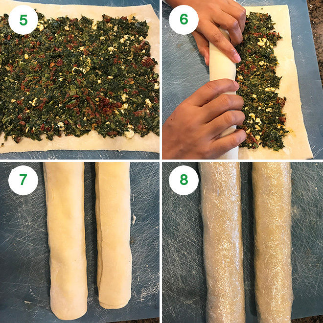 Step-by-step image of how to make tomato and spinach fritters