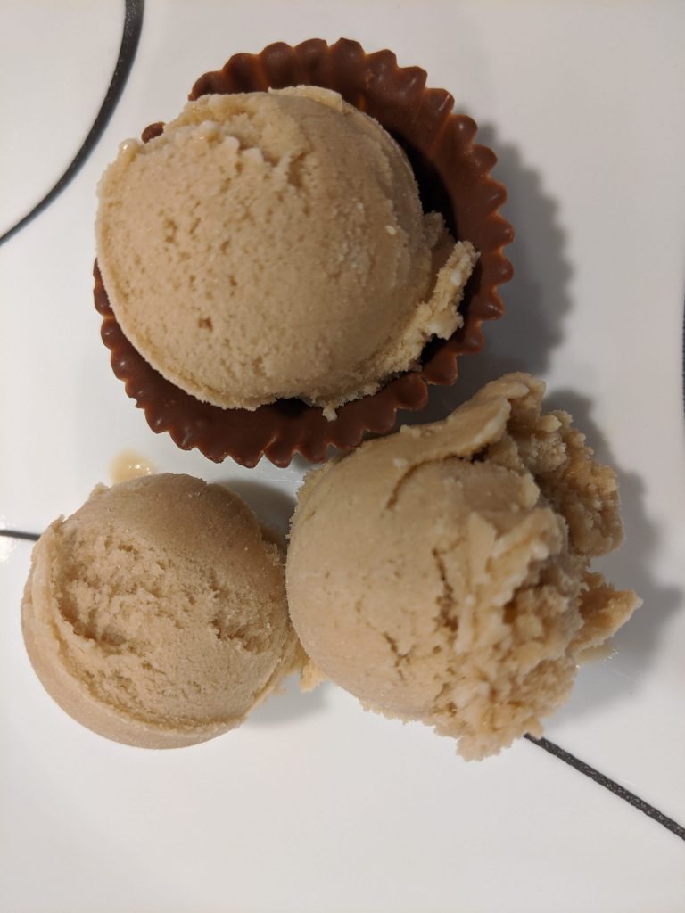 vegan espresso ice cream in a chocolate mug