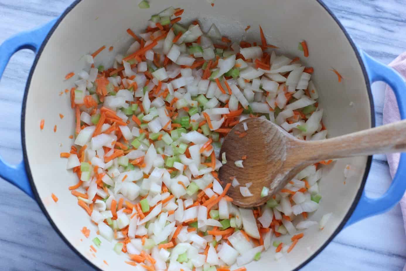 chopped celery, onion and carrot