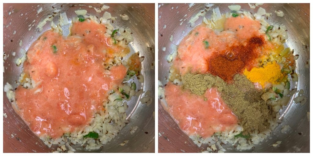 steps to cook tomato puree in spices for instant matar pot aloo collage