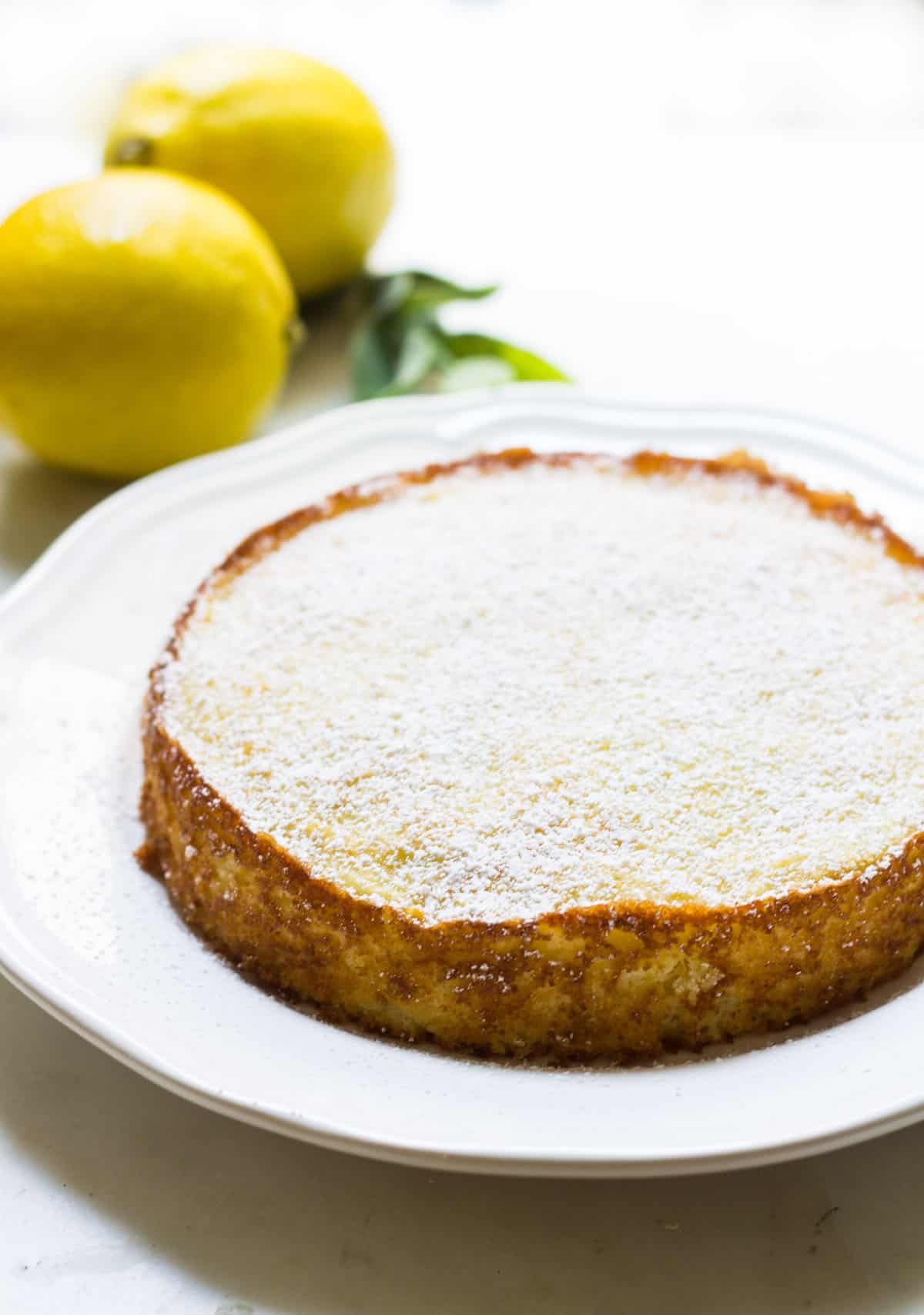 close-up image of lemon ricotta cake